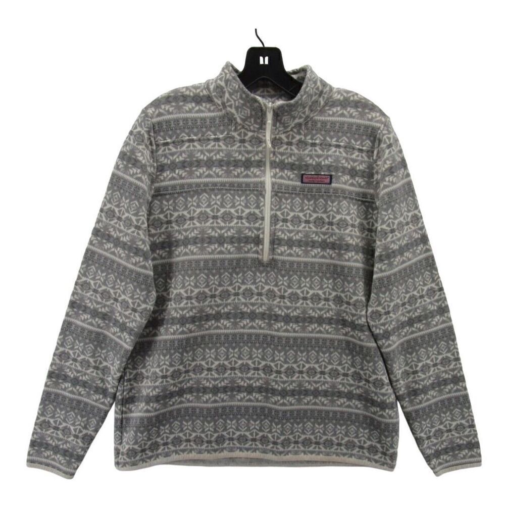 Vineyard Vines 1/2 Zip Snowflake Pullover, Small, Grey. Preppy